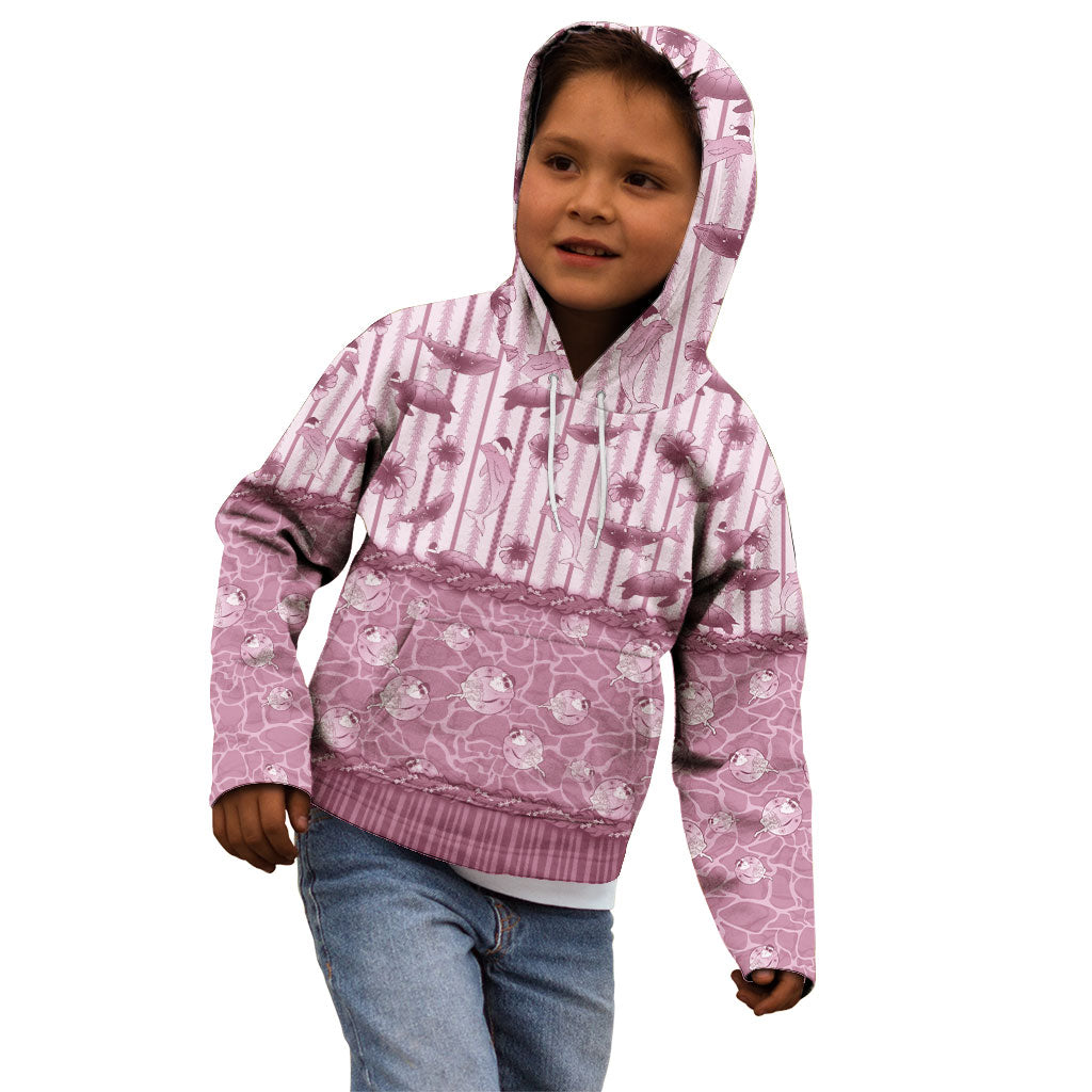 Hawaii Christmas In July Kid Hoodie Dusty Pink Mele Kalikimaka Sea Animals DT05 - Polynesian Pride