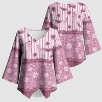 Hawaii Christmas In July Kimono Sleeve Blouse Dusty Pink Mele Kalikimaka Sea Animals DT05 - Polynesian Pride