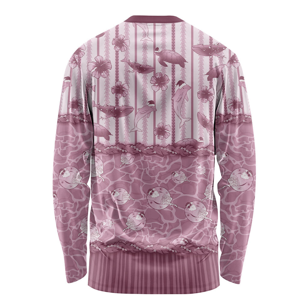 Hawaii Christmas In July Long Sleeve Shirt Dusty Pink Mele Kalikimaka Sea Animals DT05 - Polynesian Pride