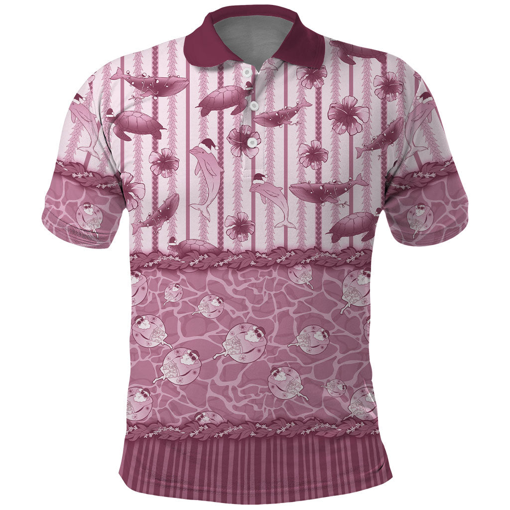 Hawaii Christmas In July Polo Shirt Dusty Pink Mele Kalikimaka Sea Animals DT05 Pink - Polynesian Pride