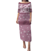 Hawaii Christmas In July Puletasi Dusty Pink Mele Kalikimaka Sea Animals DT05 Long Dress Pink - Polynesian Pride