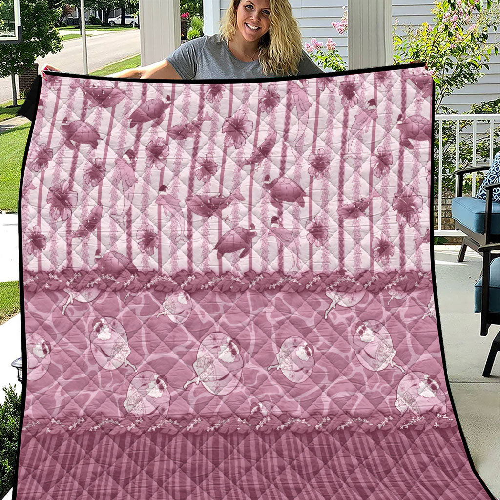 Hawaii Christmas In July Quilt Dusty Pink Mele Kalikimaka Sea Animals