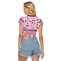 Hawaii Christmas In July Raglan Cropped T Shirt Dusty Pink Mele Kalikimaka Sea Animals DT05 - Polynesian Pride