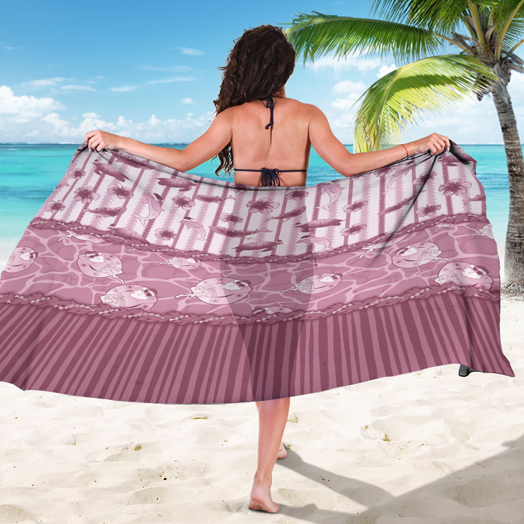 Hawaii Christmas In July Sarong Dusty Pink Mele Kalikimaka Sea Animals