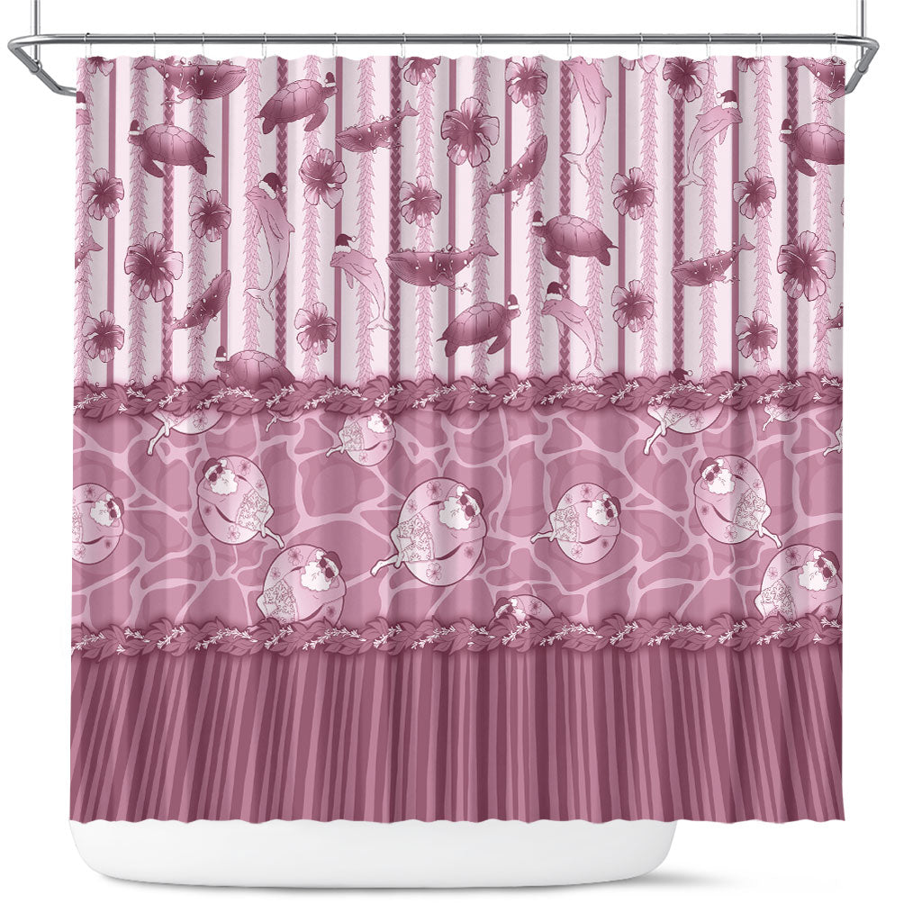 Hawaii Christmas In July Shower Curtain Dusty Pink Mele Kalikimaka Sea Animals DT05 Pink - Polynesian Pride