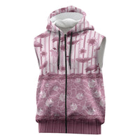 Hawaii Christmas In July Sleeveless Zip Hoodie Dusty Pink Mele Kalikimaka Sea Animals DT05 Pink - Polynesian Pride