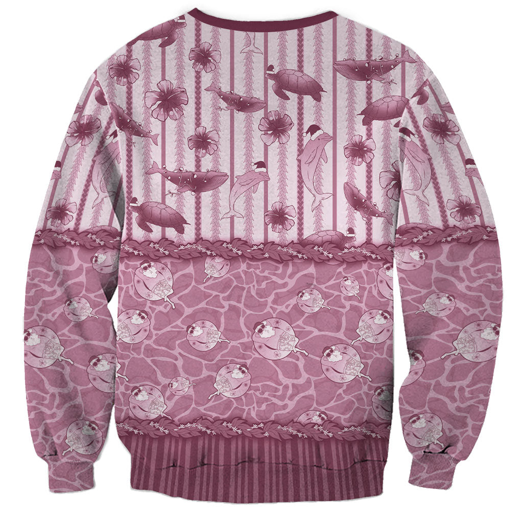 Hawaii Christmas In July Sweatshirt Dusty Pink Mele Kalikimaka Sea Animals