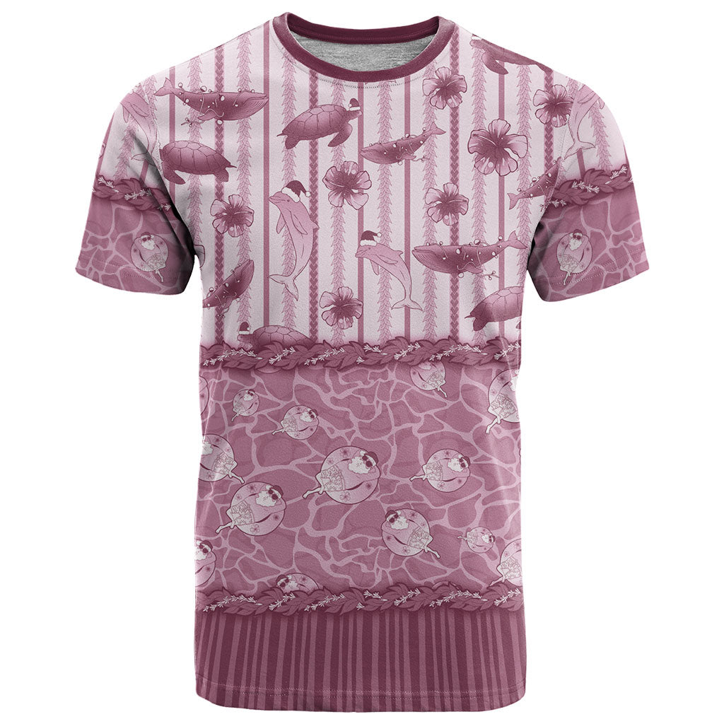 Hawaii Christmas In July T Shirt Dusty Pink Mele Kalikimaka Sea Animals DT05 Pink - Polynesian Pride