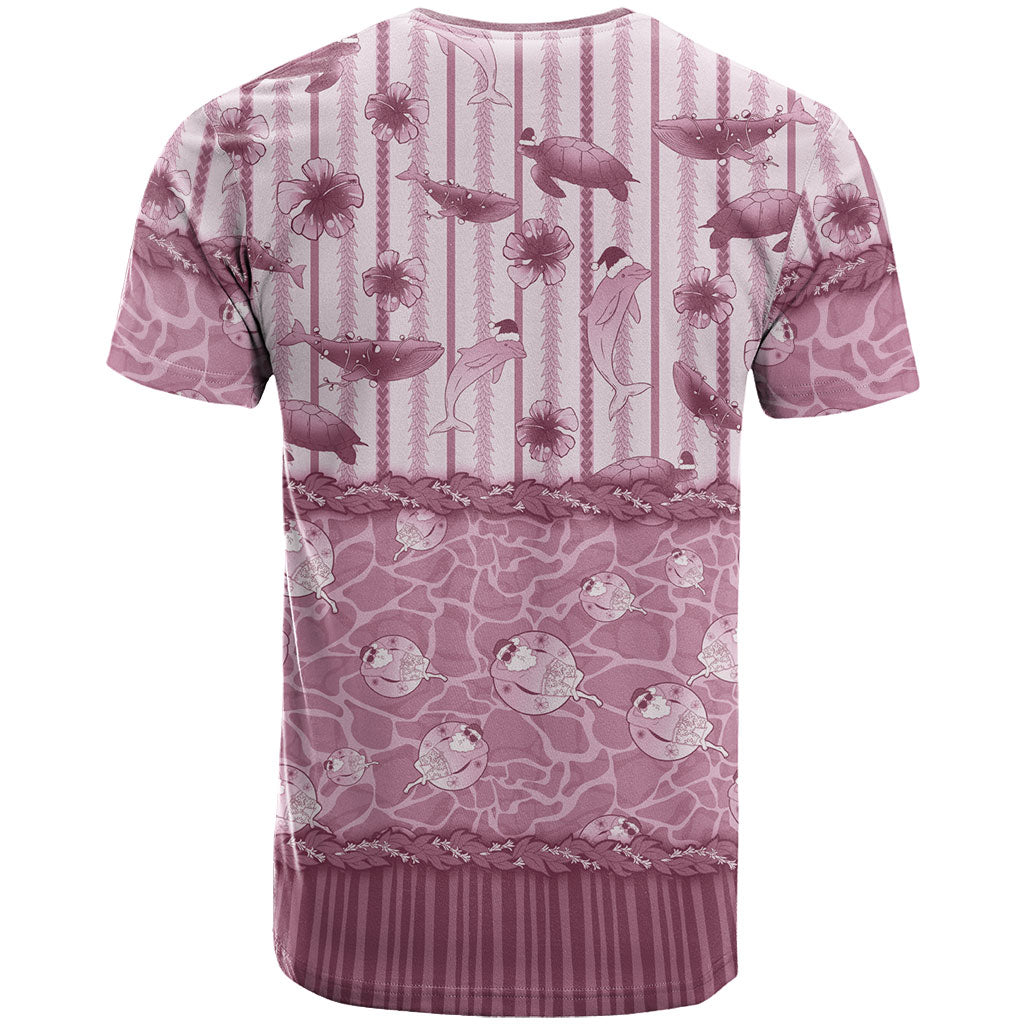 Hawaii Christmas In July T Shirt Dusty Pink Mele Kalikimaka Sea Animals DT05 - Polynesian Pride