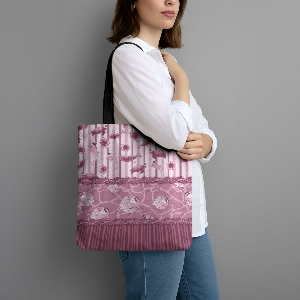 Hawaii Christmas In July Tote Bag Dusty Pink Mele Kalikimaka Sea Animals DT05 - Polynesian Pride