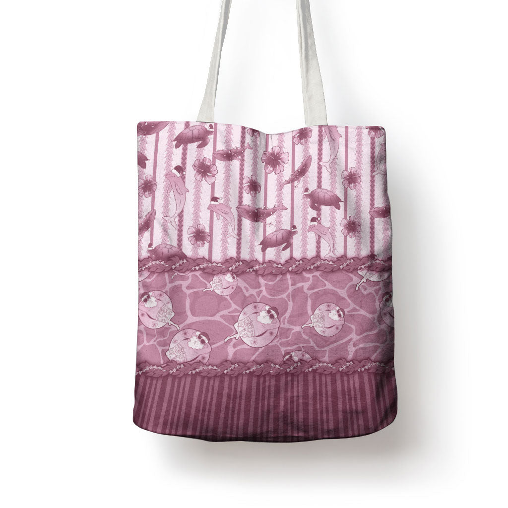 Hawaii Christmas In July Tote Bag Dusty Pink Mele Kalikimaka Sea Animals DT05 - Polynesian Pride
