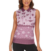 Hawaii Christmas In July Women Sleeveless Polo Shirt Dusty Pink Mele Kalikimaka Sea Animals DT05 - Polynesian Pride