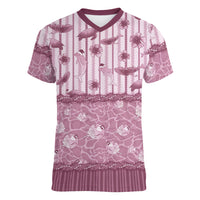 Hawaii Christmas In July Women V-Neck T-Shirt Dusty Pink Mele Kalikimaka Sea Animals DT05 Female Pink - Polynesian Pride