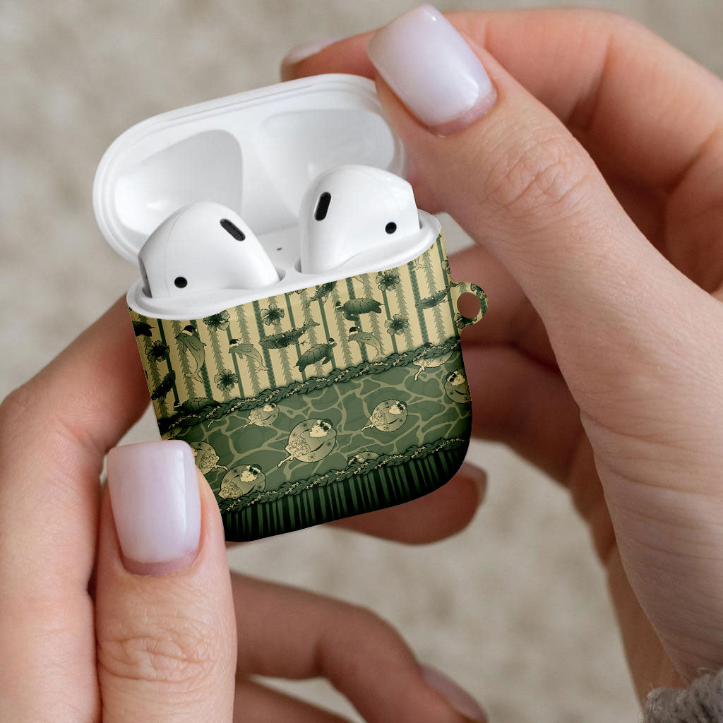 Hawaii Christmas In July AirPods Case Olive Green Mele Kalikimaka Sea Animals