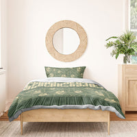 Hawaii Christmas In July Bedding Set Olive Green Mele Kalikimaka Sea Animals
