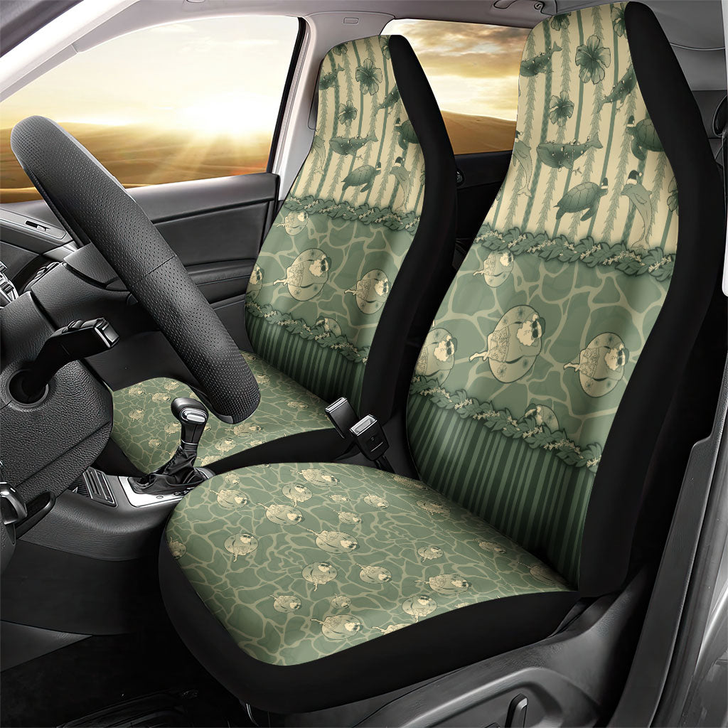 Hawaii Christmas In July Car Seat Cover Olive Green Mele Kalikimaka Sea Animals DT05 - Polynesian Pride