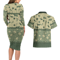 Hawaii Christmas In July Couples Matching Long Sleeve Bodycon Dress and Hawaiian Shirt Olive Green Mele Kalikimaka Sea Animals DT05 - Polynesian Pride