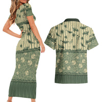 Hawaii Christmas In July Couples Matching Short Sleeve Bodycon Dress and Hawaiian Shirt Olive Green Mele Kalikimaka Sea Animals DT05 - Polynesian Pride