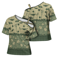 Hawaii Christmas In July Cross Shoulder Shirt Olive Green Mele Kalikimaka Sea Animals DT05 - Polynesian Pride