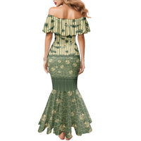 Hawaii Christmas In July Family Matching Mermaid Dress and Hawaiian Shirt Olive Green Mele Kalikimaka Sea Animals DT05 - Polynesian Pride