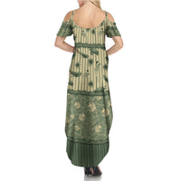 Hawaii Christmas In July Family Matching Summer Maxi Dress and Hawaiian Shirt Olive Green Mele Kalikimaka Sea Animals DT05 - Polynesian Pride