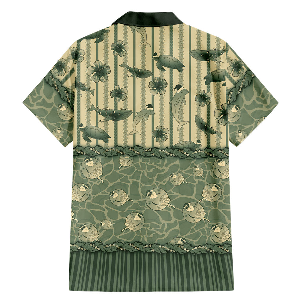 Hawaii Christmas In July Family Matching Tank Maxi Dress and Hawaiian Shirt Olive Green Mele Kalikimaka Sea Animals DT05 - Polynesian Pride