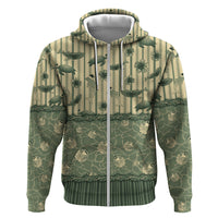 Hawaii Christmas In July Hoodie Olive Green Mele Kalikimaka Sea Animals DT05 Zip Hoodie Green - Polynesian Pride