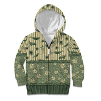 Hawaii Christmas In July Kid Hoodie Olive Green Mele Kalikimaka Sea Animals DT05 Zip Hoodie Green - Polynesian Pride