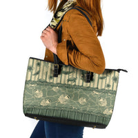 Hawaii Christmas In July Leather Tote Bag Olive Green Mele Kalikimaka Sea Animals DT05 Green - Polynesian Pride
