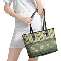 Hawaii Christmas In July Leather Tote Bag Olive Green Mele Kalikimaka Sea Animals DT05 - Polynesian Pride