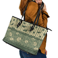 Hawaii Christmas In July Leather Tote Bag Olive Green Mele Kalikimaka Sea Animals DT05 - Polynesian Pride