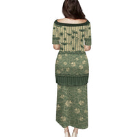 Hawaii Christmas In July Puletasi Olive Green Mele Kalikimaka Sea Animals