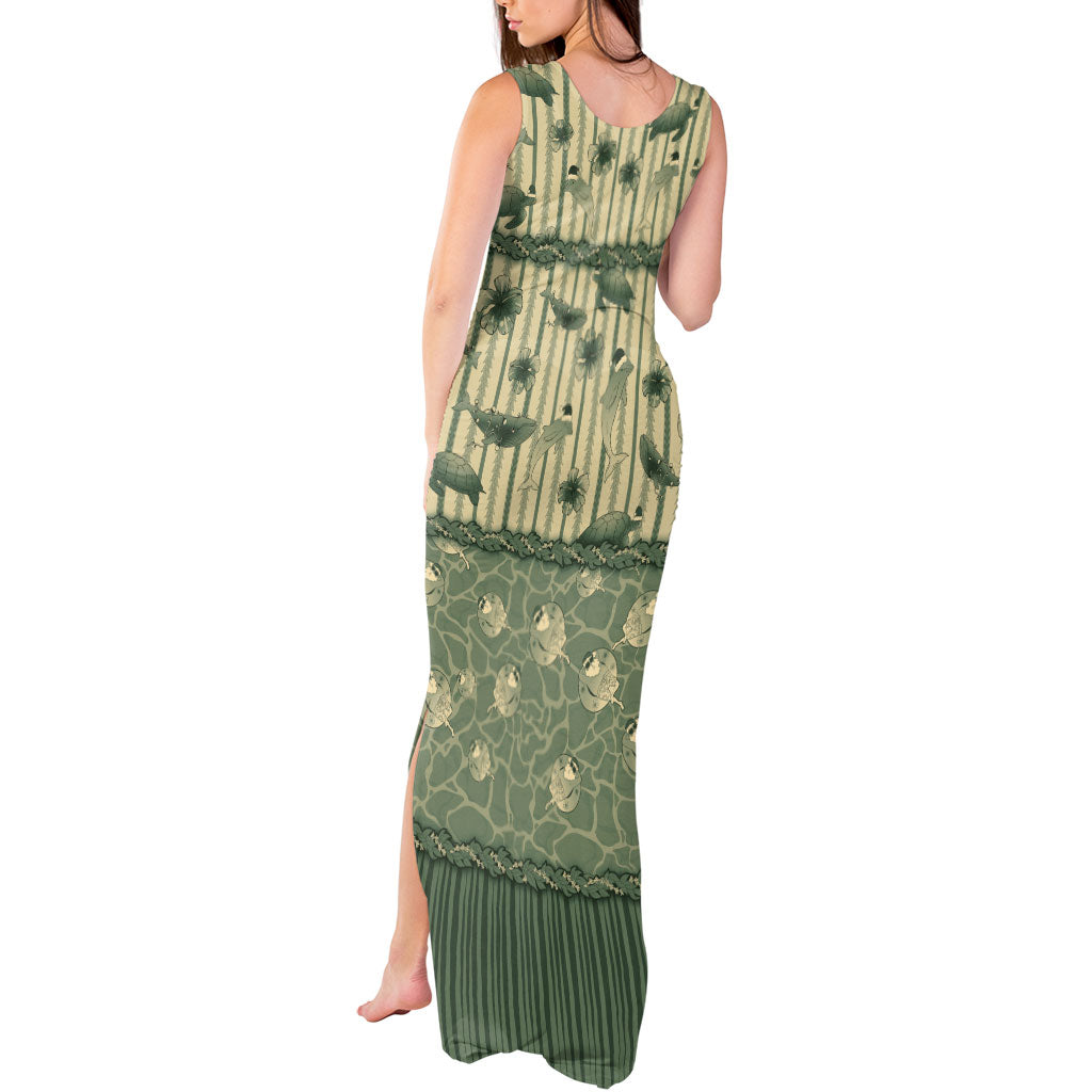 Hawaii Christmas In July Tank Maxi Dress Olive Green Mele Kalikimaka Sea Animals DT05 - Polynesian Pride