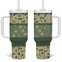 Hawaii Christmas In July Tumbler With Handle Olive Green Mele Kalikimaka Sea Animals DT05 One Size: 40 oz Green - Polynesian Pride