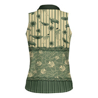 Hawaii Christmas In July Women Sleeveless Polo Shirt Olive Green Mele Kalikimaka Sea Animals DT05 - Polynesian Pride