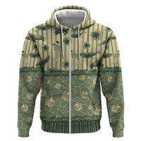Hawaii Christmas In July Zip Hoodie Olive Green Mele Kalikimaka Sea Animals DT05 Zip Hoodie Green - Polynesian Pride