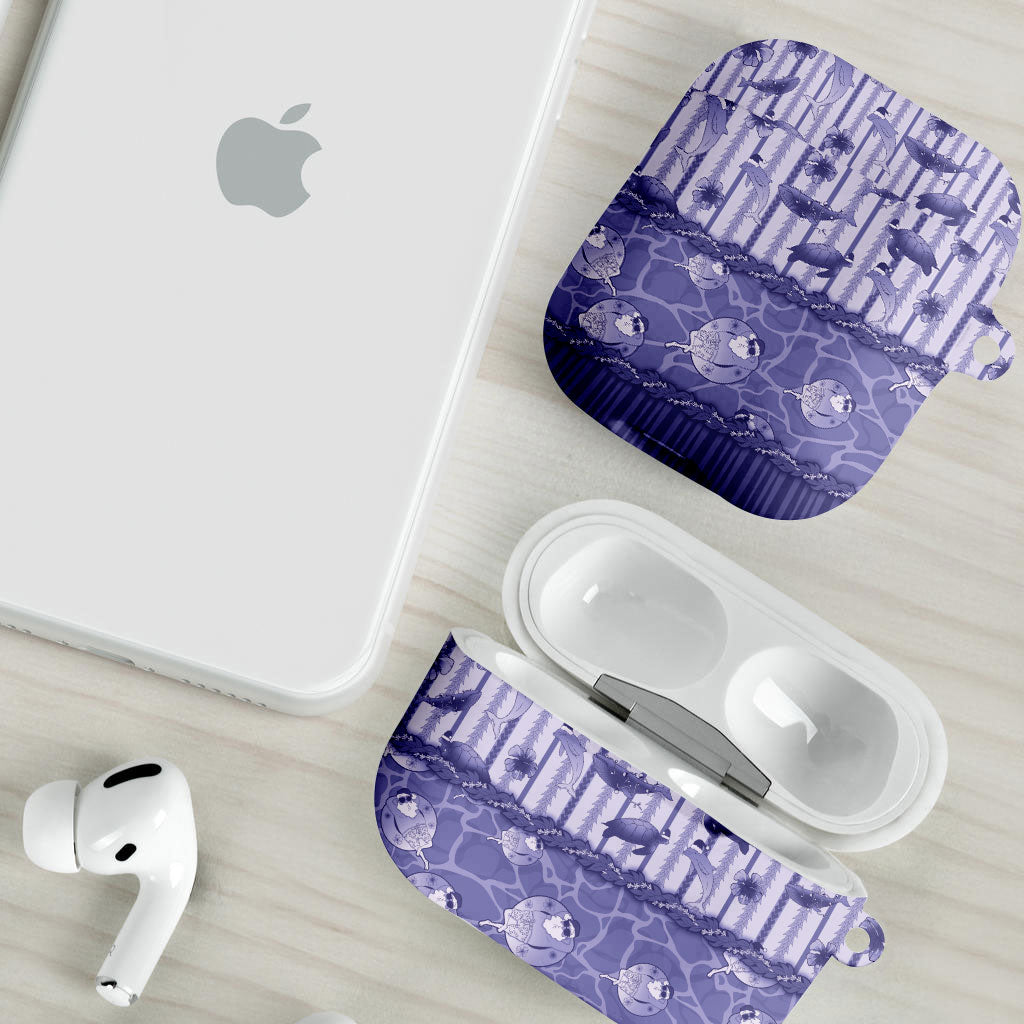 Hawaii Christmas In July AirPods Case Amethyst Purple Mele Kalikimaka Sea Animals DT05 - Polynesian Pride