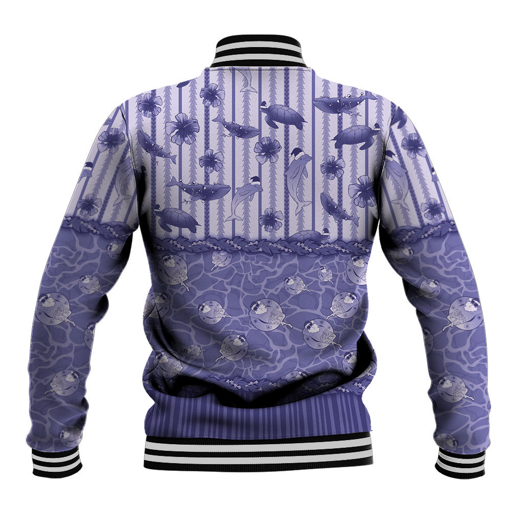 Hawaii Christmas In July Baseball Jacket Amethyst Purple Mele Kalikimaka Sea Animals