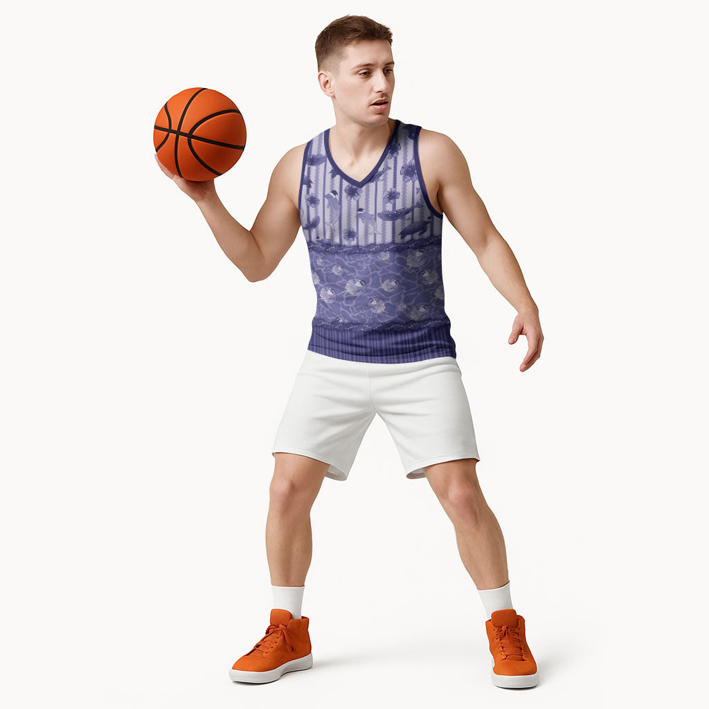 Hawaii Christmas In July Basketball Jersey Amethyst Purple Mele Kalikimaka Sea Animals DT05 - Polynesian Pride