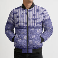 Hawaii Christmas In July Bomber Puffer Jacket Amethyst Purple Mele Kalikimaka Sea Animals