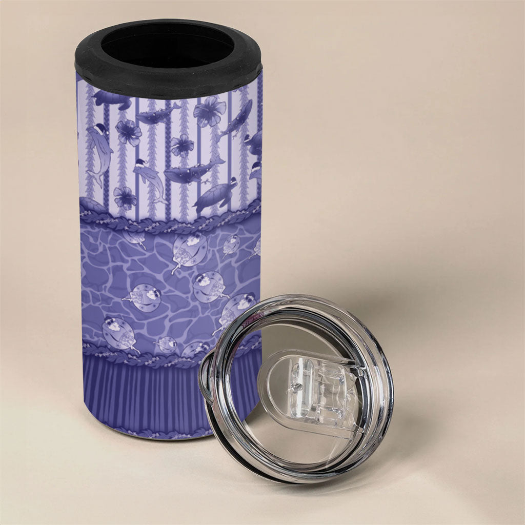 Hawaii Christmas In July 4 in 1 Can Cooler Tumbler Amethyst Purple Mele Kalikimaka Sea Animals DT05 - Polynesian Pride
