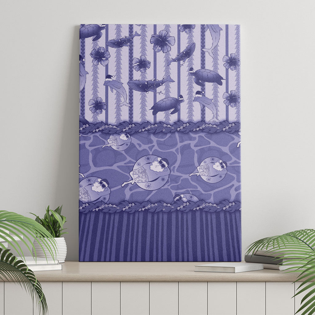 Hawaii Christmas In July Canvas Wall Art Amethyst Purple Mele Kalikimaka Sea Animals DT05 - Polynesian Pride