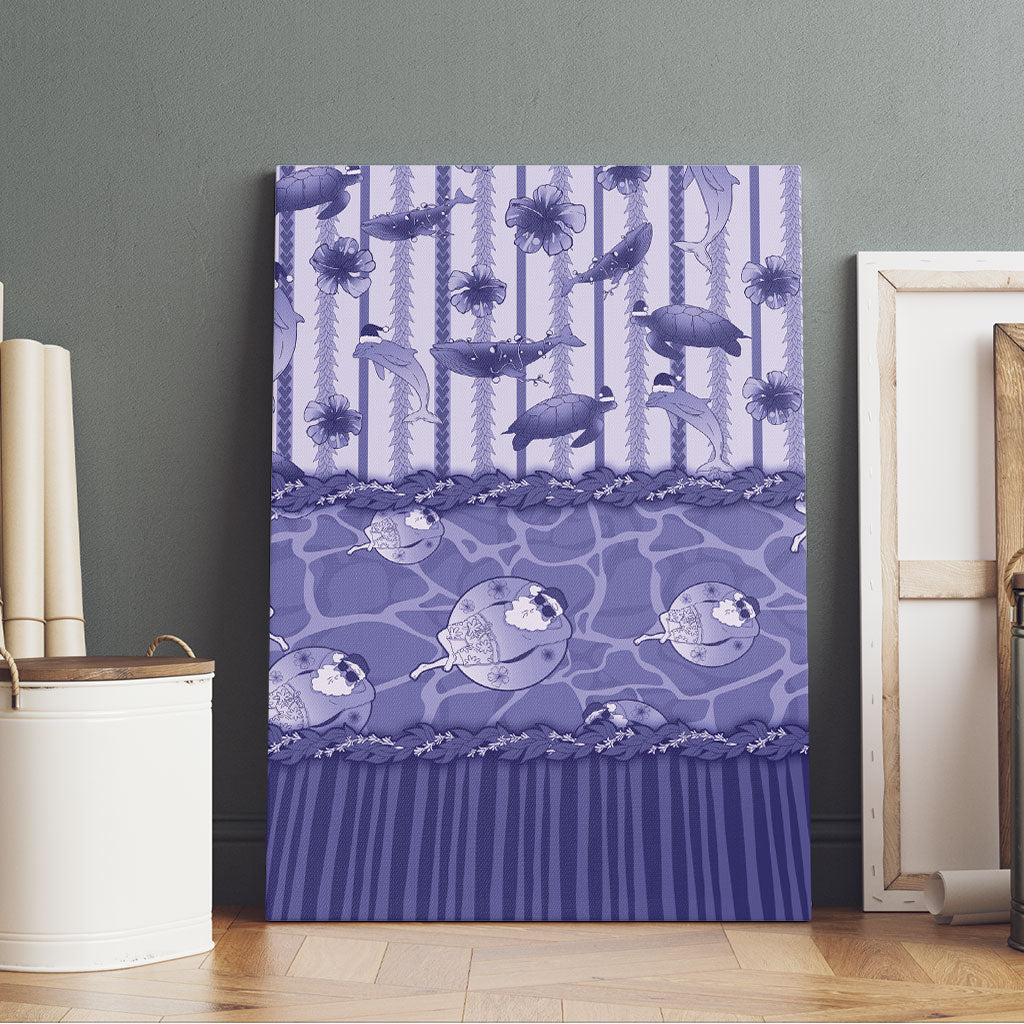 Hawaii Christmas In July Canvas Wall Art Amethyst Purple Mele Kalikimaka Sea Animals DT05 - Polynesian Pride
