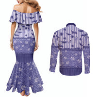 Hawaii Christmas In July Couples Matching Mermaid Dress and Long Sleeve Button Shirt Amethyst Purple Mele Kalikimaka Sea Animals DT05 - Polynesian Pride