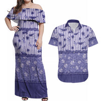 Hawaii Christmas In July Couples Matching Off Shoulder Maxi Dress and Hawaiian Shirt Amethyst Purple Mele Kalikimaka Sea Animals DT05 Purple - Polynesian Pride