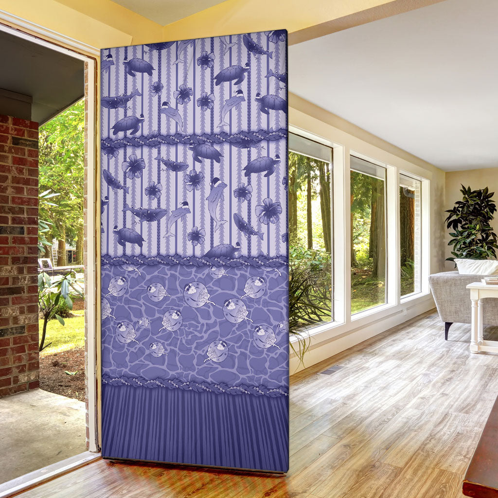 Hawaii Christmas In July Door Cover Amethyst Purple Mele Kalikimaka Sea Animals DT05 - Polynesian Pride