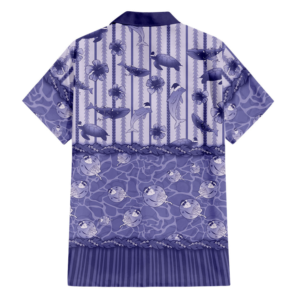 Hawaii Christmas In July Family Matching Puletasi and Hawaiian Shirt Amethyst Purple Mele Kalikimaka Sea Animals DT05 - Polynesian Pride