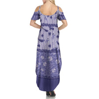 Hawaii Christmas In July Family Matching Summer Maxi Dress and Hawaiian Shirt Amethyst Purple Mele Kalikimaka Sea Animals DT05 - Polynesian Pride