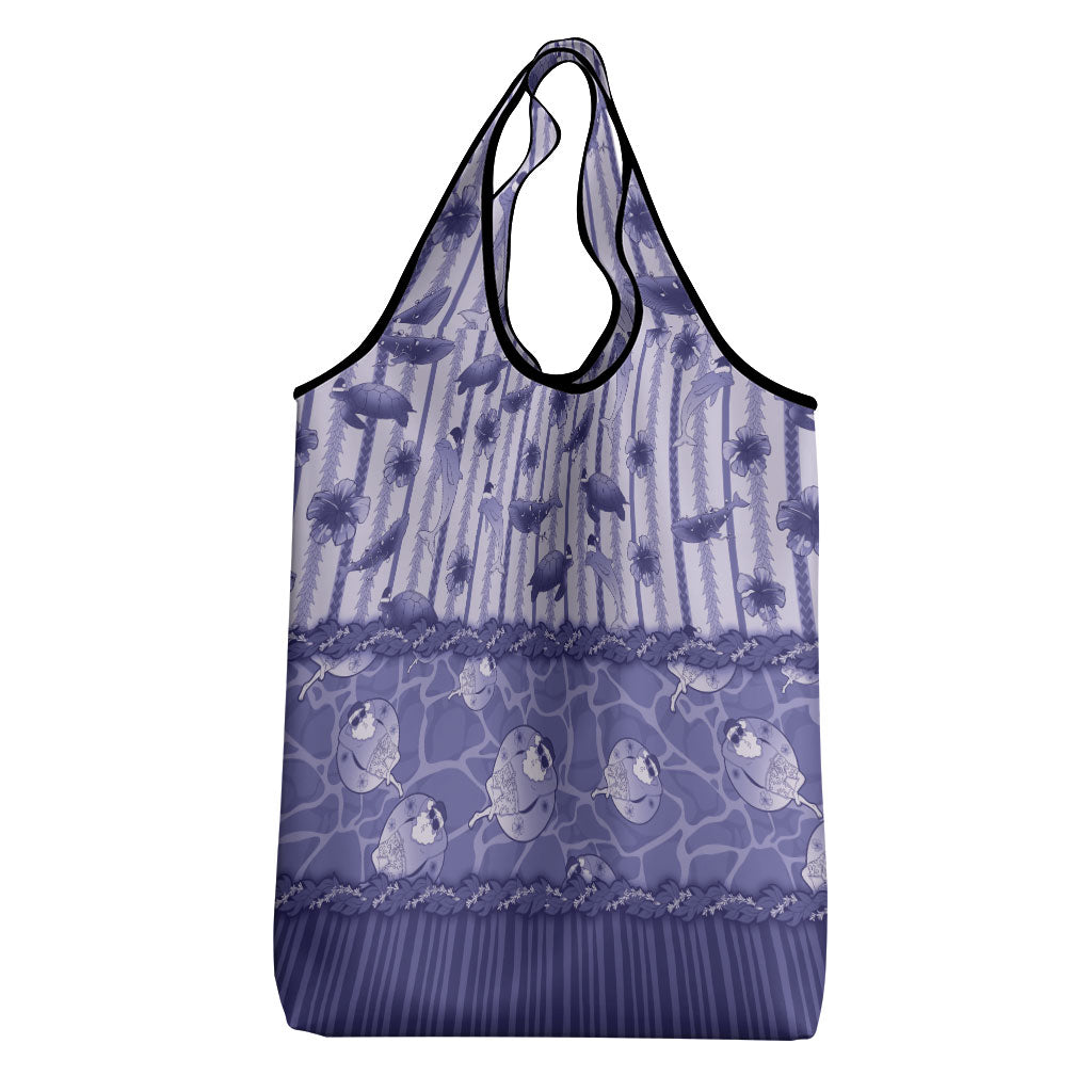 Hawaii Christmas In July Grocery Bag Amethyst Purple Mele Kalikimaka Sea Animals DT05 - Polynesian Pride