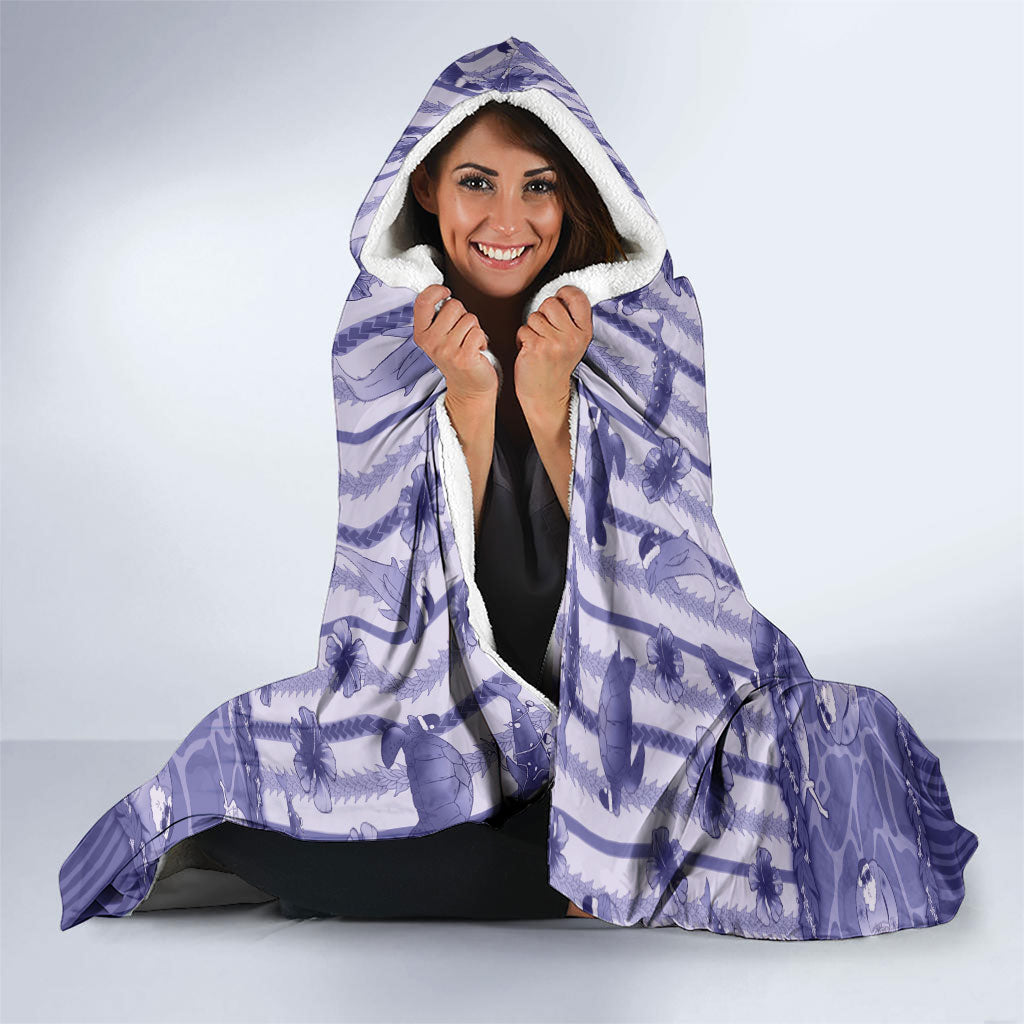 Hawaii Christmas In July Hooded Blanket Amethyst Purple Mele Kalikimaka Sea Animals DT05 - Polynesian Pride
